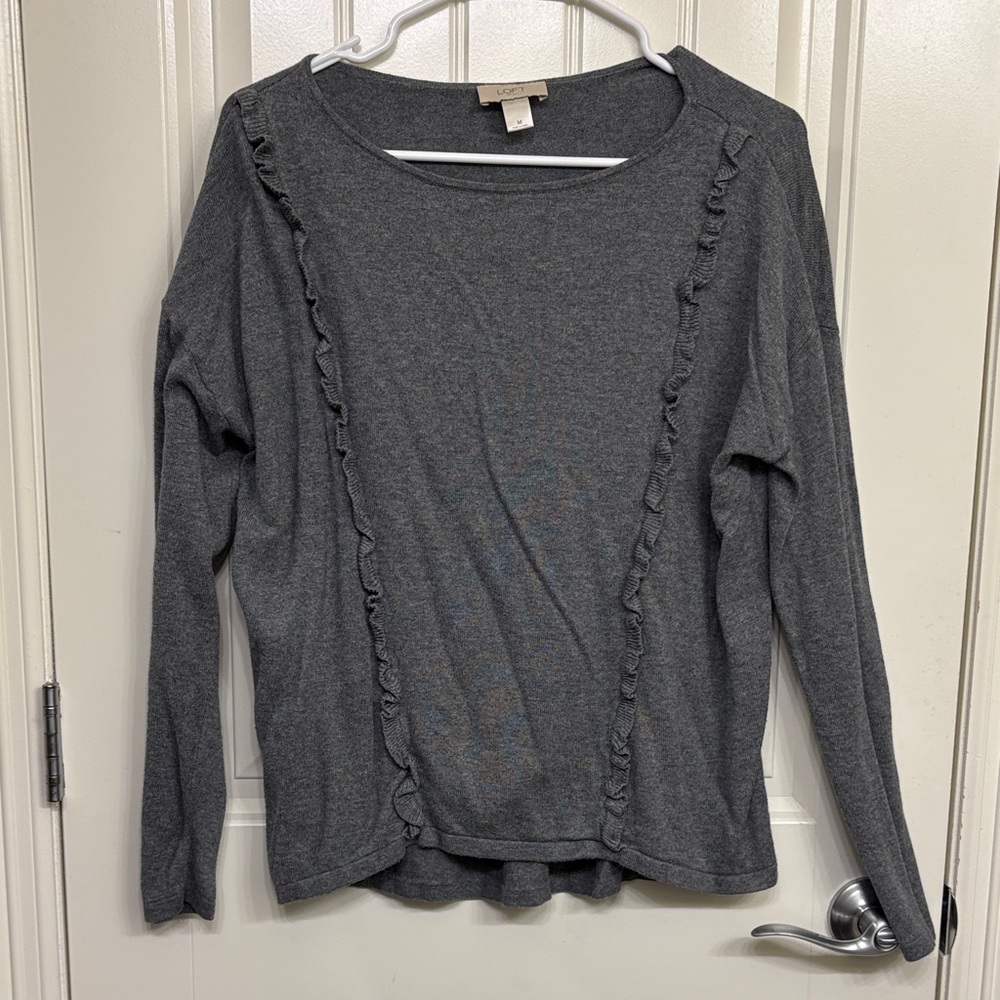 Loft Gray Women's Ruffle Top